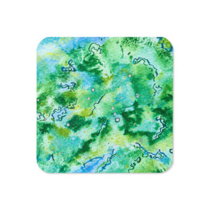 cork-back-coaster-front-6abe55865fac8.jpg Green Mood 2 – Natur & Wasser | Handgemaltes Aquarell | Korkuntersetz
